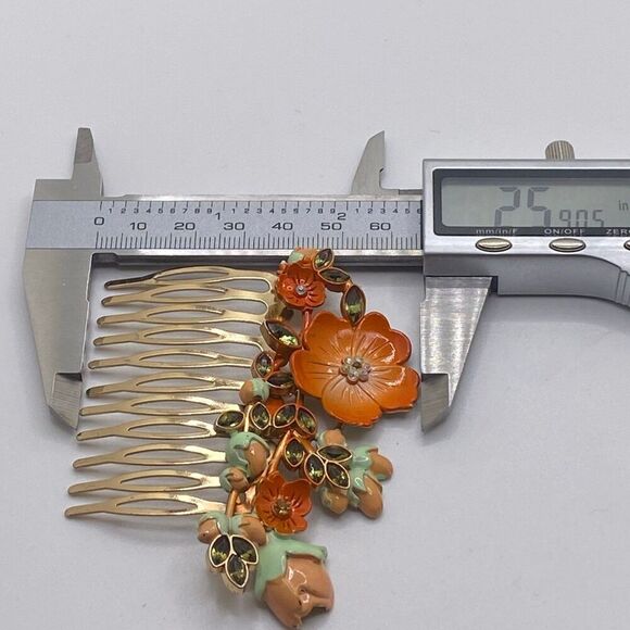 Vintage Euro Disney Hair Comb, Orange Flower Hair Comb, Hair Jewelry main image 3